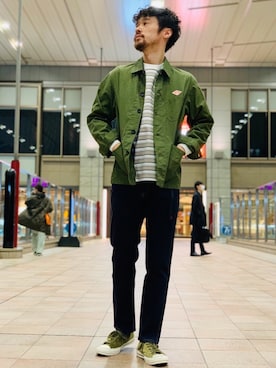 「DANTON（ダントン）のアイテム（カバーオール）」を使った、I.Tさん（メンズ・178cm）の春コーディネート