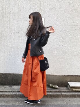 「SLOBE IENA（スローブイエナ）のアイテム（ライダースジャケット）」を使った、ひぃたんさん（レディース・150cm）の冬コーディネート