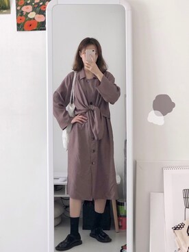 「通勤穿搭」｜「アイテム（トレンチコート）」を使った、_Rickyさん（レディース・166cm）の秋コーディネート