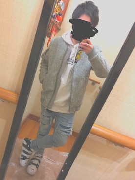 「Buffalo Bobs（バッファローボブズ）のアイテム（MA-1）」を使った、Naokiさん（メンズ・160cm）の春コーディネート
