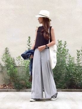 「TODAYFUL（トゥデイフル）のVintageトートバッグ（トートバッグ）」を使った、kaco…＊さん（レディース・160cm）の夏コーディネート