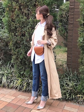 「アイテム（ボディバッグ/ウエストポーチ、イエロー系）」を使った、kaco…＊さん（レディース・160cm）の春コーディネート