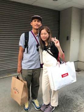 「アイテム（つなぎ/オールインワン、ベージュ系）」を使った、kristy♡˖꒰ᵕ༚ᵕ⑅꒱さん（レディース・165cm）の夏コーディネート