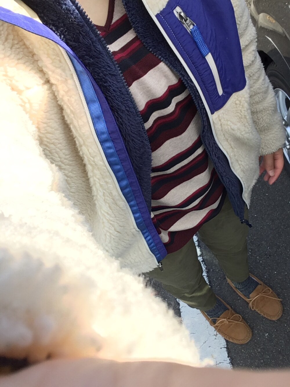 「patagoniaのKIDS' RETRO-X JACKET（その他アウター、ベージュ系）」を使った、あいすさん（レディース・151cm）の冬コーディネートの1枚目の写真
