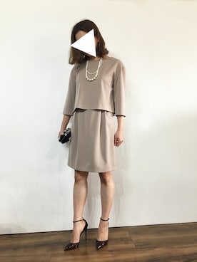 「アイテム（ワンピース/ドレス、ベージュ系）」を使った、GIRL_staffさん（レディース・158cm）の春コーディネート
