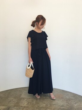 「ドレスアップ」｜「アイテム（オールインワン・サロペット）」を使った、GIRL_staffさん（レディース・154cm）の春コーディネート
