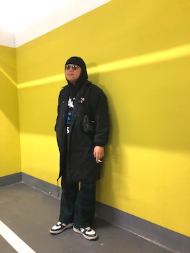 「BAPESTA（ベイプスタ）のアイテム」を使った、Orient Pangさん（メンズ・182cm）の冬コーディネート