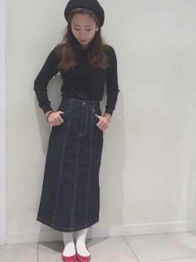 「出勤コーデ」｜「アイテム（バレエシューズ）」を使った、risaさん（レディース・157cm）の冬コーディネート