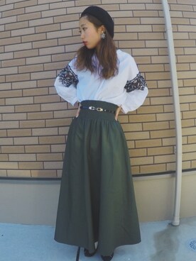 「出勤コーデ」｜「アイテム（バレエシューズ）」を使った、risaさん（レディース・157cm）の春コーディネート