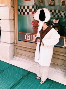 「AS KNOW AS PINKY（アズノゥアズピンキー）のアイテム（その他アウター）」を使った、risaさん（レディース・157cm）の冬コーディネート