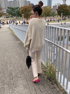 「gallery（ギャラリー）のアイテム（パンツ）」を使った、risaさん（レディース・157cm）の秋コーディネート