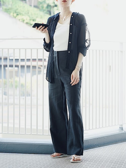 BACCA ベージュ 【未使用品】リネン ハイウエストストレートパンツ 20200815180527334_500.jpg