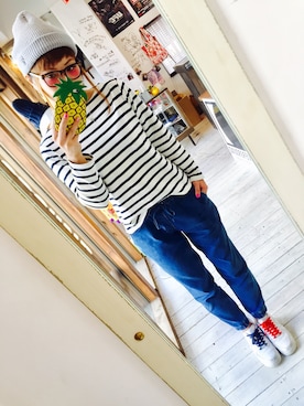 「reversal（リバーサル）のアイテム（帽子）」を使った、maricoさん（レディース・175cm）の冬コーディネート