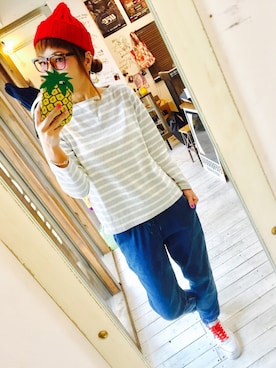 「reversal（リバーサル）のアイテム（帽子）」を使った、maricoさん（レディース・175cm）の冬コーディネート