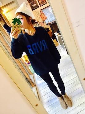 「reversal（リバーサル）のアイテム（帽子）」を使った、maricoさん（レディース・175cm）の冬コーディネート