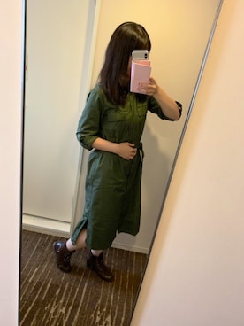 「スリット」｜「アイテム（シャツワンピース）」を使った、asami*さん（レディース・161cm）の秋コーディネート