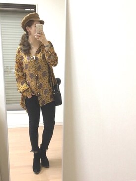 「フラワープリント」｜「アイテム（ヘアアクセサリー）」を使った、kaorin☆さん（レディース・156cm）の春コーディネート