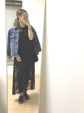 「ミッキーT」｜「アイテム（デニムジャケット）」を使った、kaorin☆さん（レディース・156cm）の春コーディネート