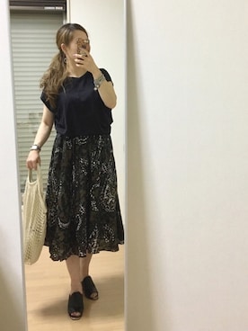 「プリントスカート」｜kaorin☆さん（レディース・156cm・30代）の夏コーディネート