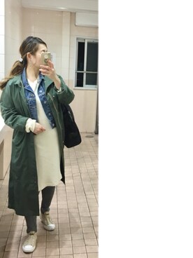 kaorin☆さんの「スタンドカラーロングミリタリーコート」を使ったコーディネート