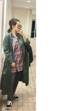 kaorin☆さんの「スタンドカラーロングミリタリーコート」を使ったコーディネート
