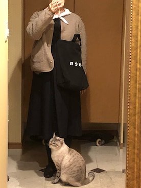 「マーガレット・ハウエル(MARGARET HOWELL)」｜「アイテム（ワンピース/ドレス）」を使った、はらさとさん（レディース・163cm）の冬コーディネート