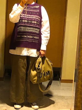 「conges payes ADIEU TRISTESSE（コンジェ ペイエ アデュートリステス）のアイテム」を使った、はらさとさん（レディース・163cm）の秋コーディネート