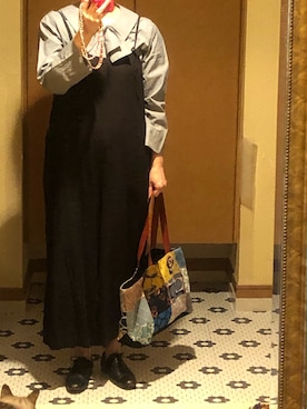 「ミナペルホネン」｜「アイテム（サロペット/オーバーオール）」を使った、はらさとさん（レディース・163cm）の春コーディネート