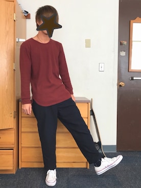 「RAGEBLUE（レイジブルー）の＜トレンドのロング丈＞ワッフルロングカットソー/733404（Tシャツ/カットソー）」を使った、ゆうせいさん（メンズ・168cm）の秋コーディネート