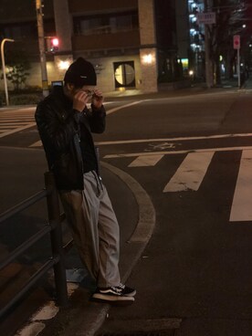 「オールドスクール」｜「アイテム（ライダースジャケット）」を使った、NORIさん（メンズ・172cm）の春コーディネート