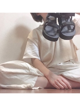 「Teva（テバ）のTeva / プラットフォーム ユニバーサル（サンダル）」を使った、みさん（レディース・156cm）の夏コーディネート