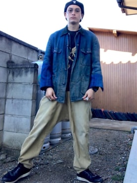 「Y's（ワイズ）のアイテム（帽子）」を使った、rex139(介護福祉士)さん（メンズ・177cm）の冬コーディネート