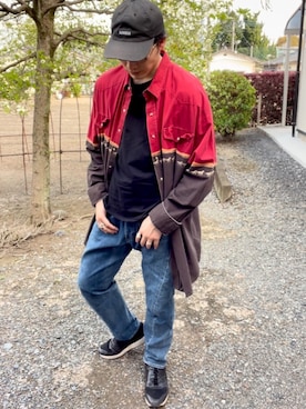 「glamb（グラム）のアイテム（キャップ）」を使った、rex139(介護福祉士)さん（メンズ・177cm）の春コーディネート
