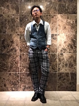 「semantic design（セマンティックデザイン）のアイテム（ベスト）」を使った、U➳1【美容師】さん（メンズ・167cm）の秋コーディネート