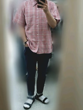 「サンダルに靴下」｜「アイテム（その他トップス）」を使った、🌟ぴかちゃん🌟低身長さん（メンズ・166cm）の夏コーディネート