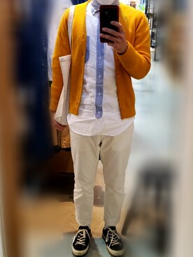Uniqlo ユニクロ のカーディガン ボレロ イエロー系 を使ったメンズ人気ファッションコーディネート Wear