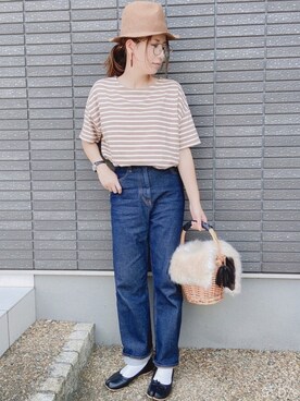 「GLOBAL WORK（グローバルワーク）のコクーンワイドデニム/819864（デニムパンツ）」を使った、coco☆2009さん（レディース・157cm）の秋コーディネート