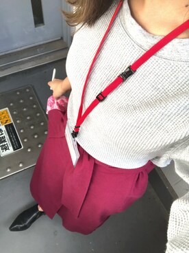 「ワッフルクルーネックＴ」｜「アイテム（その他シューズ）」を使った、naaさん（レディース・159cm）の秋コーディネート