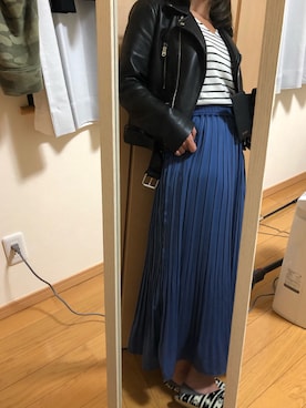 「アイテム（ライダースジャケット）」を使った、naaさん（レディース・159cm・20代）の冬コーディネート