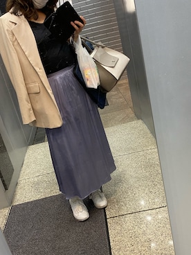 「ロンクスカート」｜「アイテム（ジャケット/アウター）」を使った、naaさん（レディース・159cm）の春コーディネート