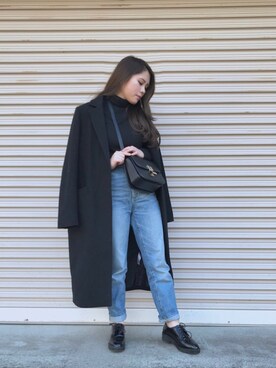 「EMODA」｜「アイテム（チェスターコート）」を使った、Erinaさん（レディース・148cm）の冬コーディネート