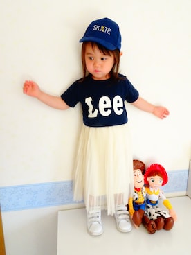 「Lee（リー）のアイテム（Tシャツ/カットソー）」を使った、メイ☪︎⋆｡˚✩さん（キッズ・80cm）の春コーディネート