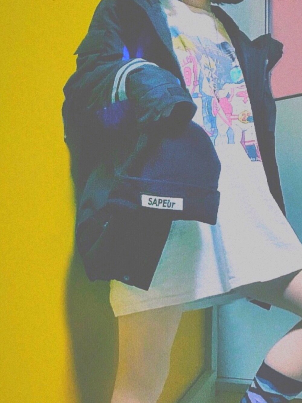 「street、streetstyle、streetfashion、ストリート、ストリート系、ストリートファッション、スト系、LEFLAH、sapeur、サプール」｜「SAPEurのアイテム（帽子、ブラック系）」を使った、宇宙人 4103号 さん（レディース・155cm）の冬コーディネートの1枚目の写真