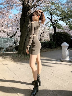 「ENVYM（アンビー）のアイテム（ワンピース/ドレス）」を使った、sakiさん（レディース・155cm）の春コーディネート