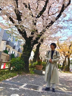 「Paraboot」｜「アイテム（トレンチコート）」を使った、Kessさん（メンズ・175cm）の春コーディネート