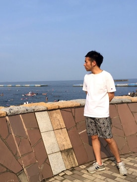 「J.CREW（ジェイクルー）のアイテム（シューズ）」を使った、ぐっさんさん（メンズ・175cm）の夏コーディネート