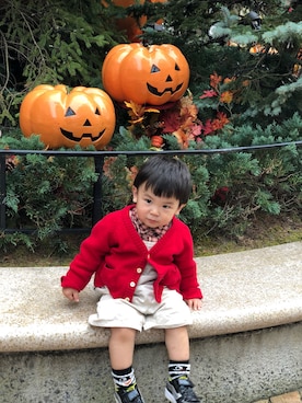 「COMME CA ISM（コムサイズム）のアイテム（オールインワン・サロペット）」を使った、pepe☻ryo❀sup♔twaさん（キッズ・80cm）の秋コーディネート