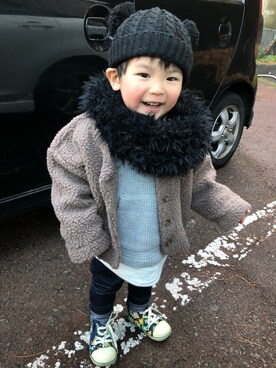 「アイテム（ストール/ショール）」を使った、pepe☻ryo❀sup♔twaさん（キッズ・90cm）の冬コーディネート