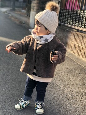 「アイテム（ストール/ショール）」を使った、pepe☻ryo❀sup♔twaさん（キッズ・90cm）の冬コーディネート