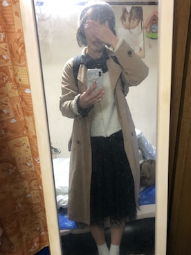 「白黒」｜「アイテム（ハンチング/ベレー帽）」を使った、pepe☻ryo❀sup♔twaさん（レディース・158cm）の春コーディネート